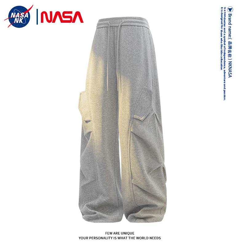 NASA联名美式复古高街卫裤子男女同款春秋季潮牌工装阔腿休闲长裤