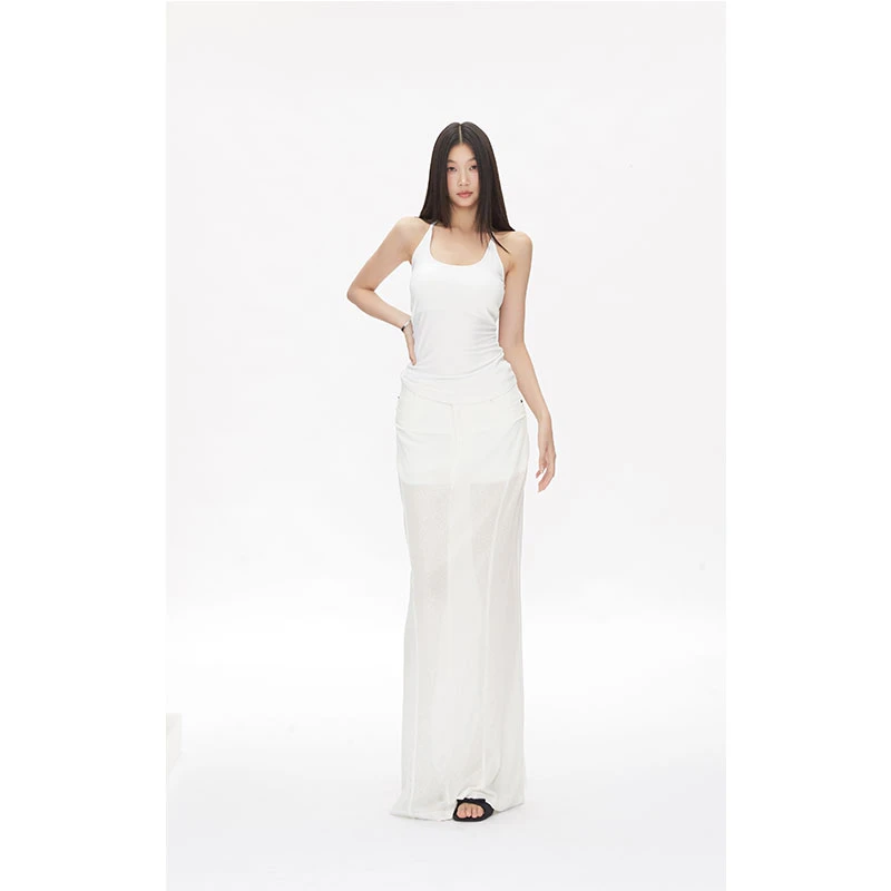 withmin凉皮 通勤日常 辣妹带胸垫白色显瘦修身背心上衣2522882