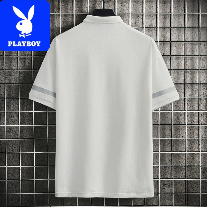 PLAYBOY花花公子设计感polo衫男士夏季冰丝凉感翻领