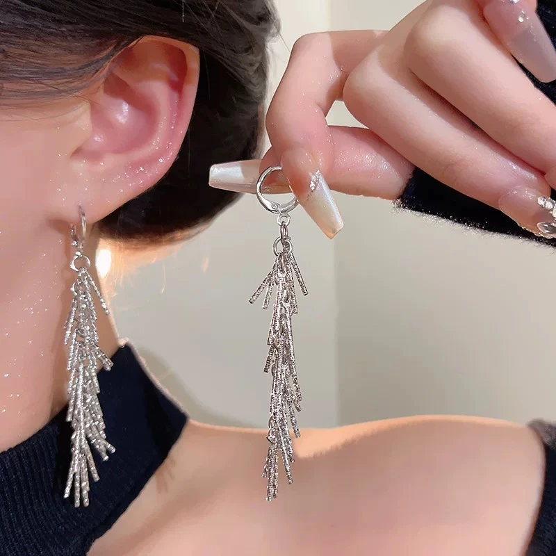 合金耳饰 长款女耳扣拼色耳圈气质个性耳环网红风耳挂日韩2168