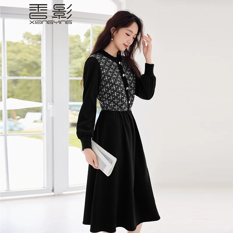 【金拐子专属】N844286连衣裙香影针织连衣裙女长袖秋冬新