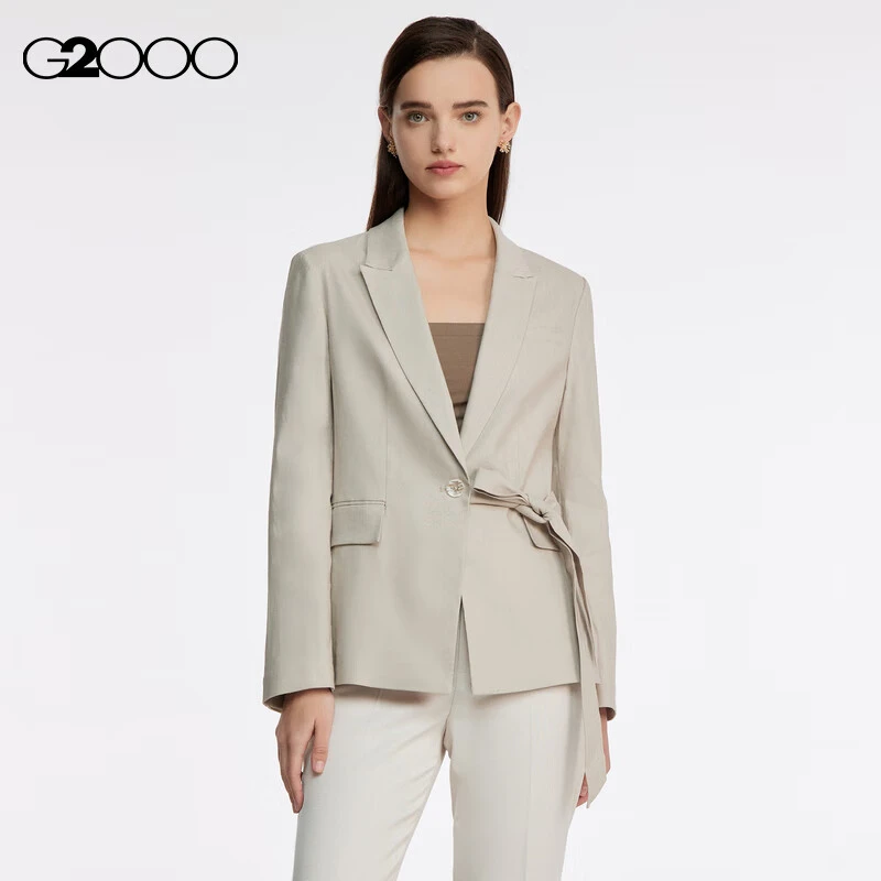 G2000女装舒适时尚飒气翻驳领不可拆卸腰带商场款休闲西装