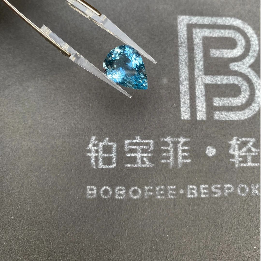 天然圣玛海蓝宝 戒面精切全净玻璃体 彩色宝石10.05ct 支持定制