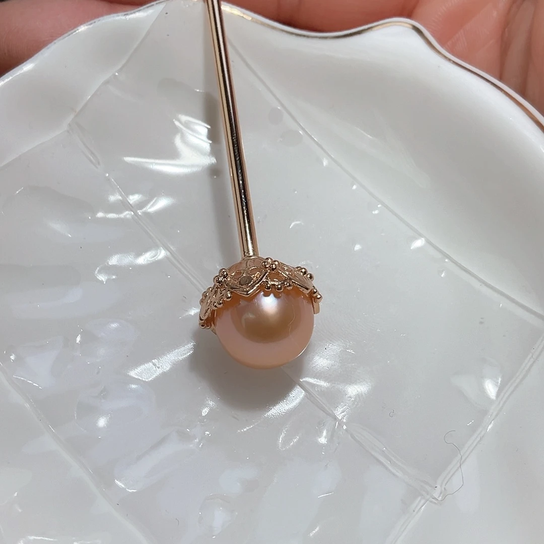 淡水珍珠发饰足金镶嵌芥*酱