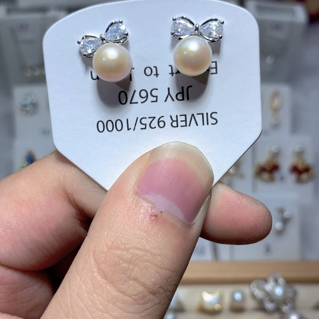 淡水珍珠耳饰银S925镶嵌