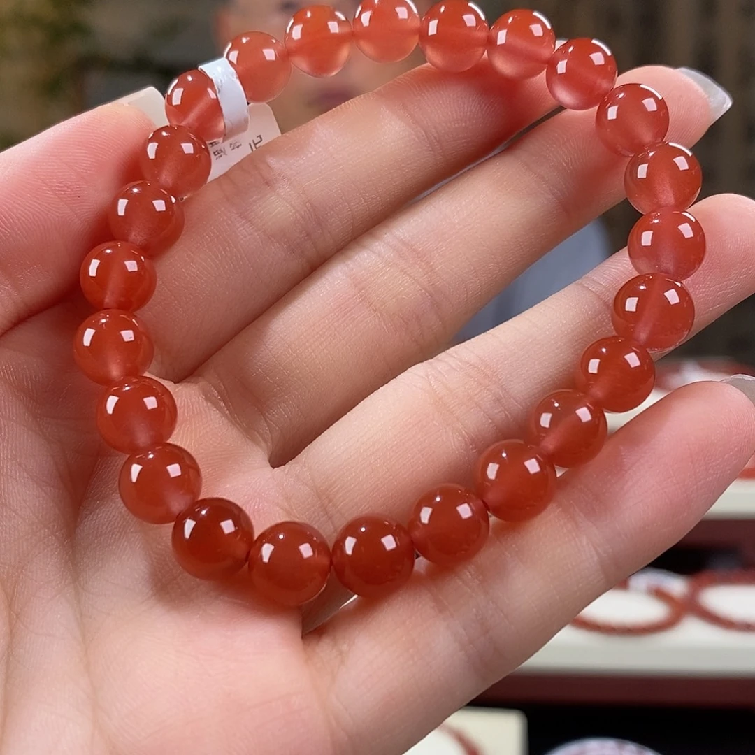 南红玛瑙未镶嵌手串原矿8mm 冰红保山高品