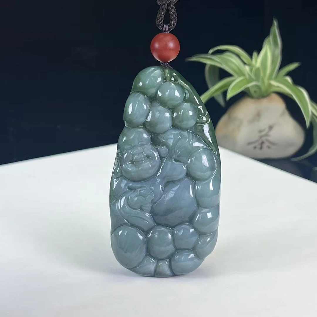 A338 和田玉碧玉弥勒佛 HY63853358