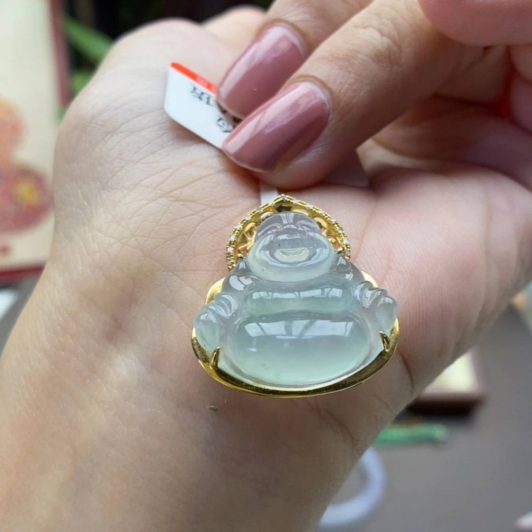 翡翠18K金镶嵌颈饰吊坠45