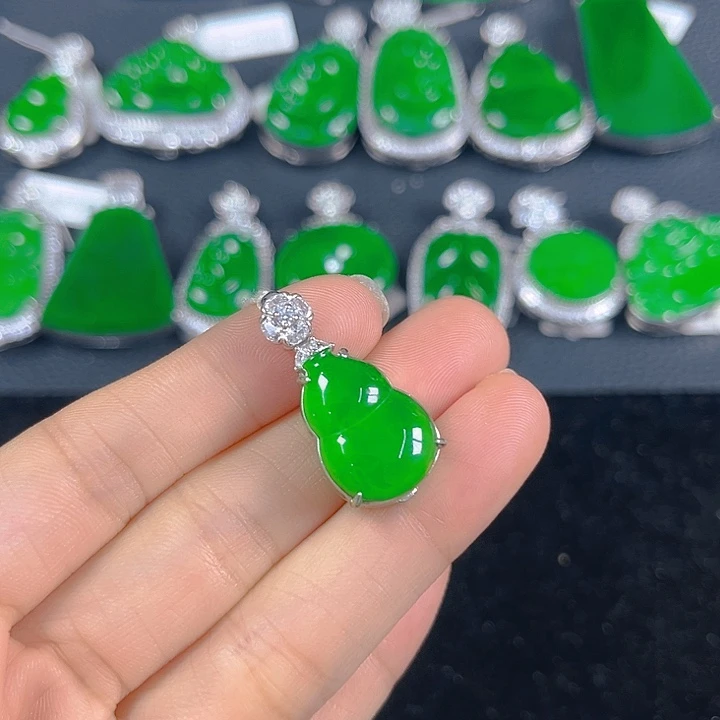 翡翠银S925镶嵌吊坠(不含链)