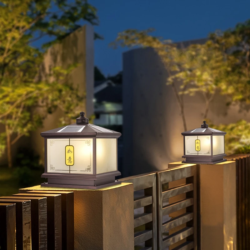 柱头灯太阳能围墙柱头门口墙壁防水户外别墅中式大门