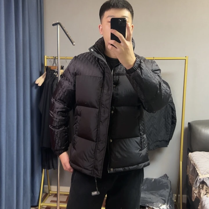 2025新冬季立领男士黑武士时尚提花高端百搭设计师奢潮外套羽绒服