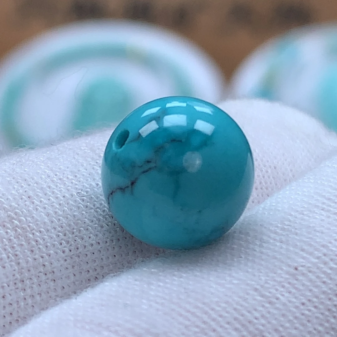 绿松石未镶嵌原矿绿松石圆珠配饰