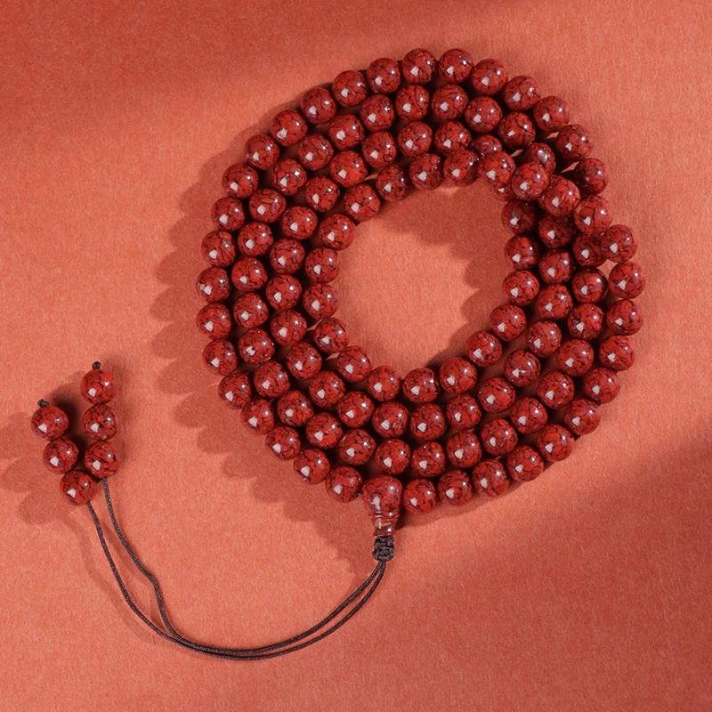 含辰砂工艺品含辰砂工艺品朱砂晶体砂108颗时尚手链