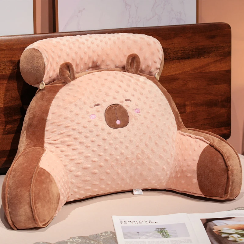 卡皮巴拉豆豆绒靠垫大靠背护腰靠沙发抱枕寝室床头看书玩手机靠枕