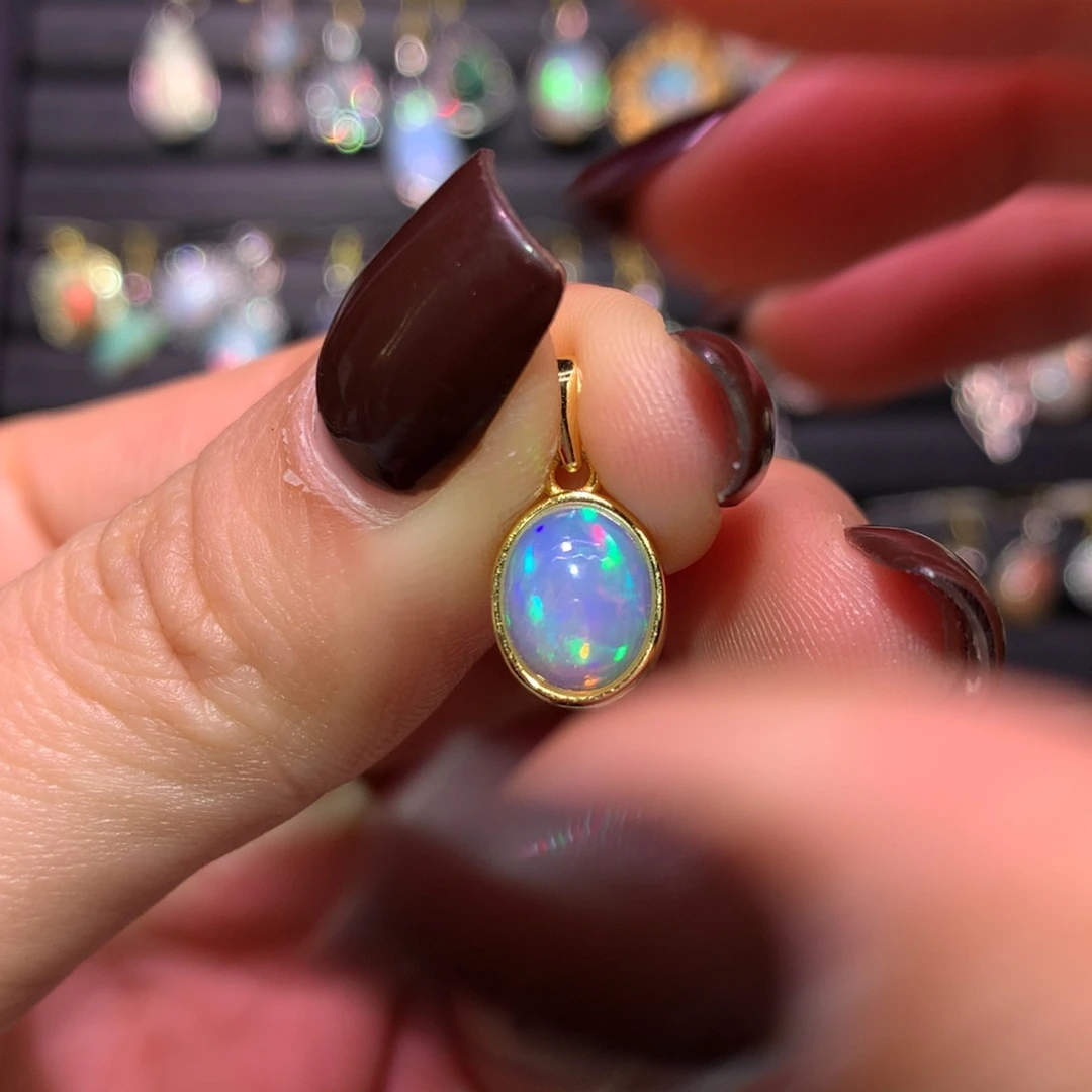 银S925镀金镶嵌欧泊吊坠款式