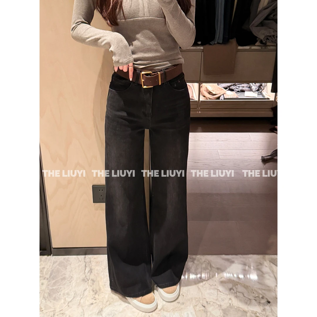 【LIUYI】招牌牛仔～冬季加厚绒高腰显瘦微喇牛仔裤51022A8