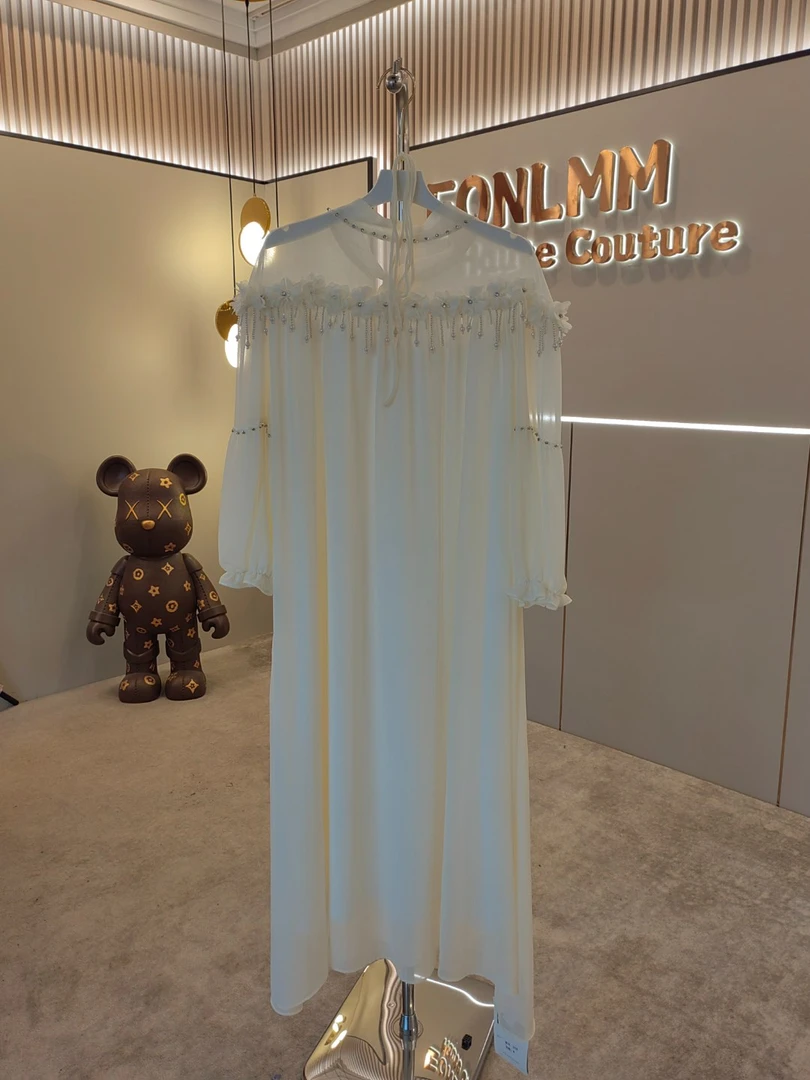 连衣裙插肩袖法式长裙高腰显瘦夏季长款时尚灯笼袖