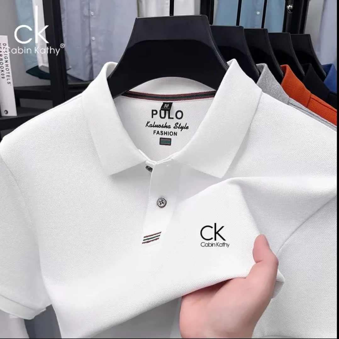 cK正品{海外撤柜}夏季纯棉POLO衫男士男款时尚翻领上衣透气T恤