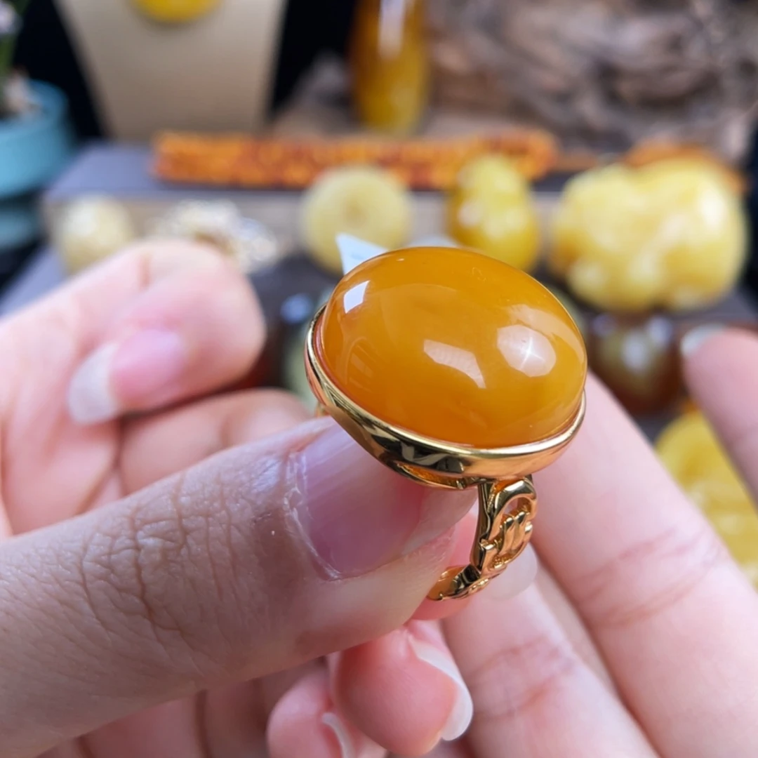 【闪购商品】琥珀珠宝奇石银S925镀金镶嵌