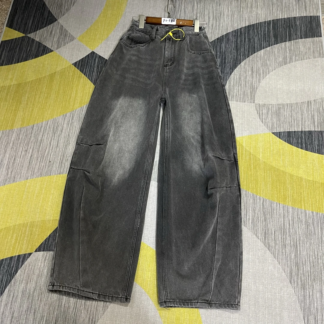 F1-5768 高货 黑灰色加长超酷美式弯刀裤 无弹软牛仔（不退换）