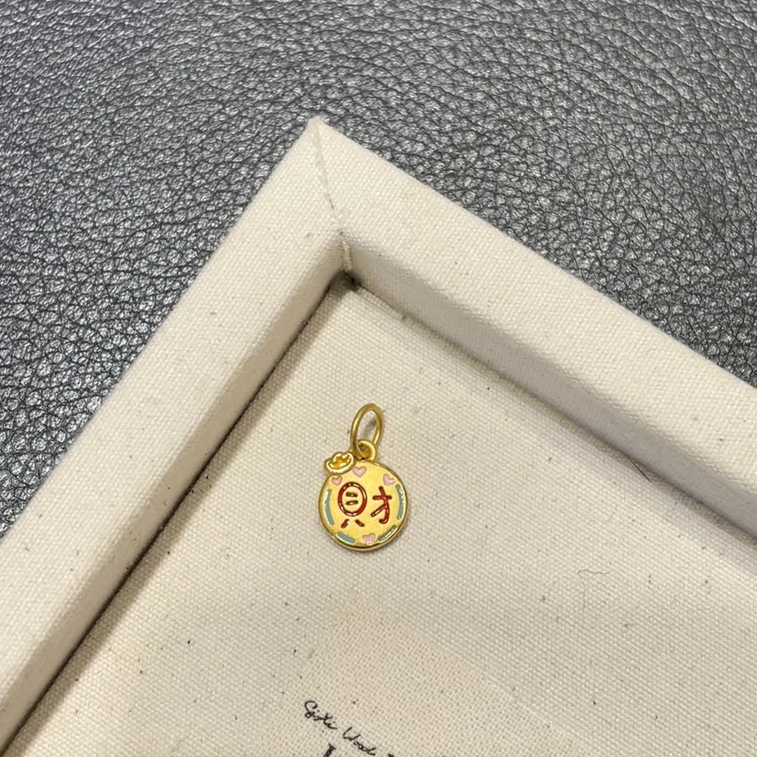 足金999烤漆小福牌吊坠转运珠