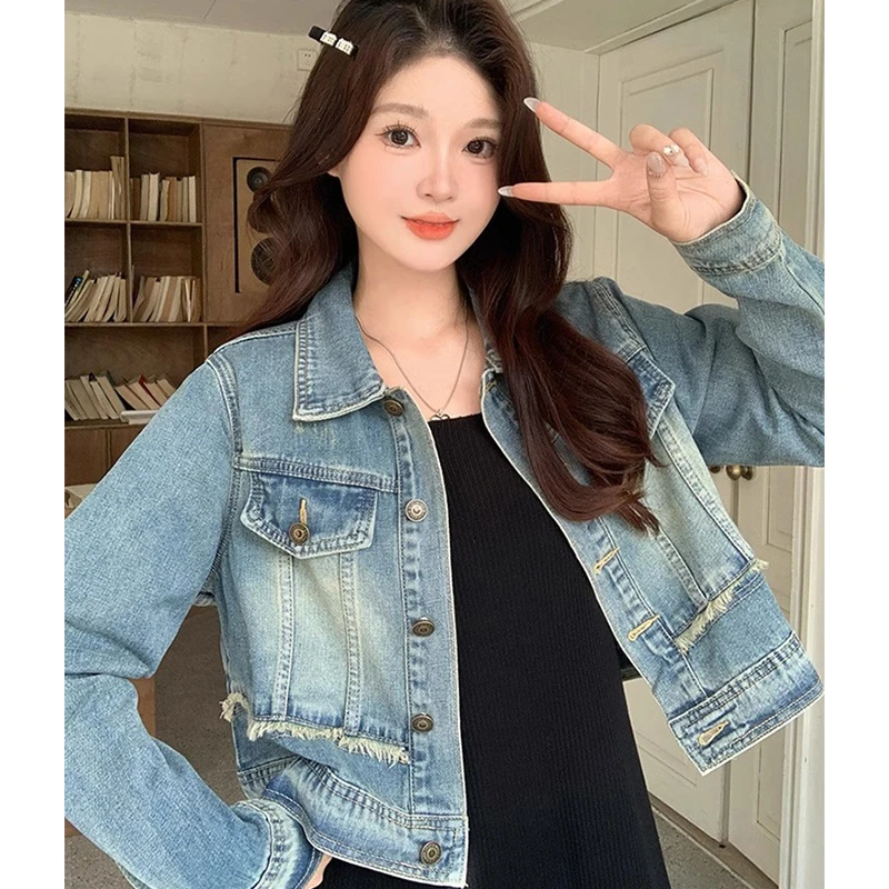 牛仔外套女短款2025春秋季新款小个子百搭洋气设计感上衣减龄气质