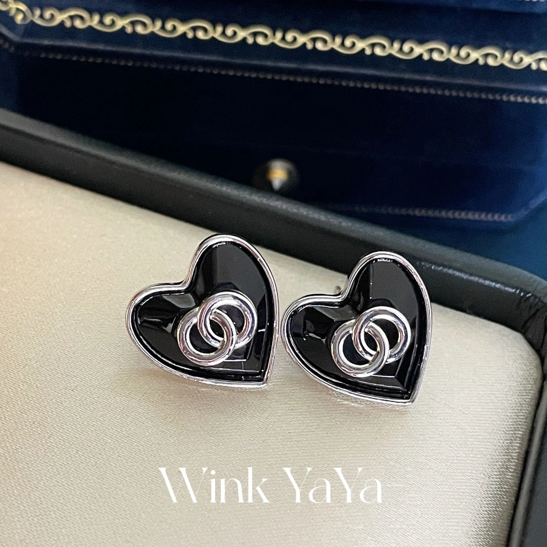 925银合成锆石耳饰 25S c爱心耳钉时尚饰品AL9504