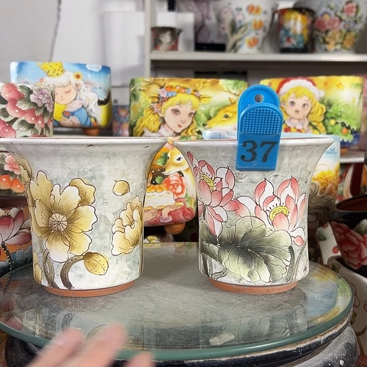 满38包邮 景德镇幸运花盆