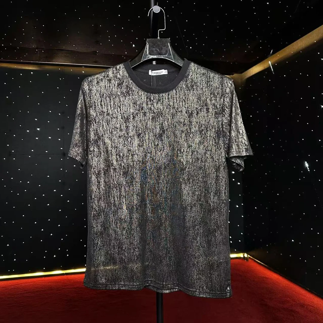 【设计】金色拉丝 烫金工艺 男士针织时尚T恤 TS5023