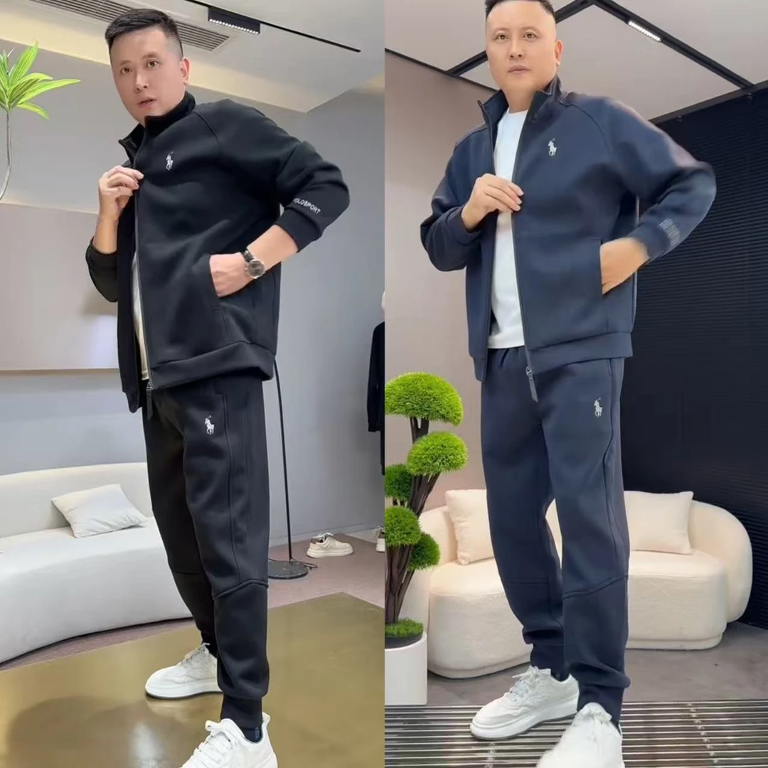 2025秋季男士运动休闲套装男士宽松常规款秋季立领开衫两件套