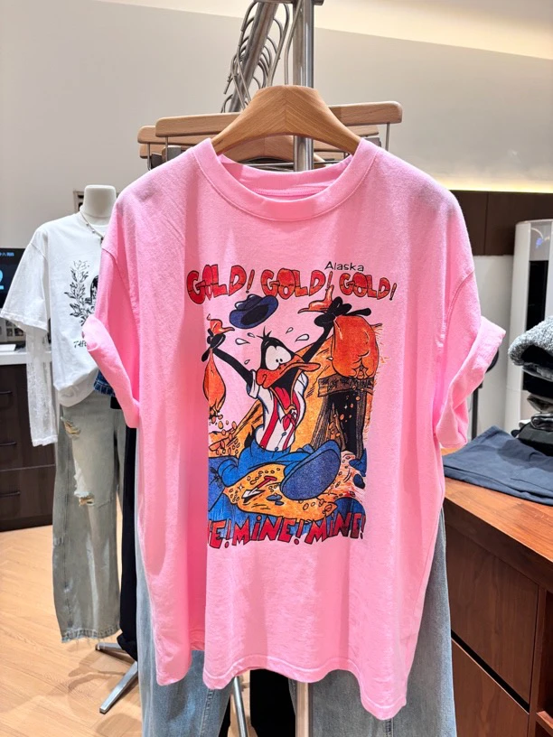 粉色鸭子夏款软薄圆领T恤