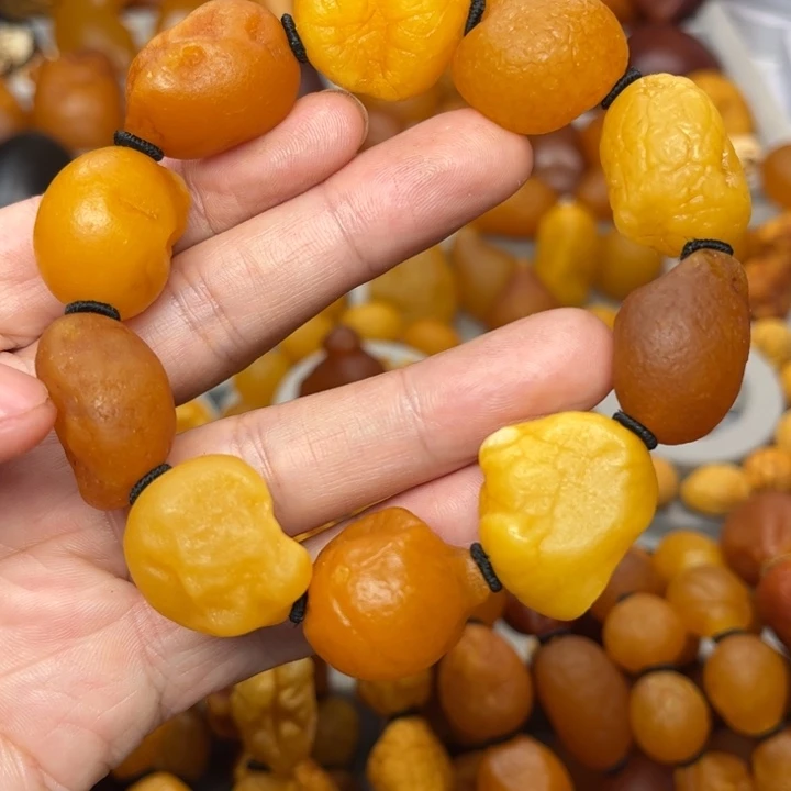 琥珀未镶嵌裸石天然蜜蜡手串