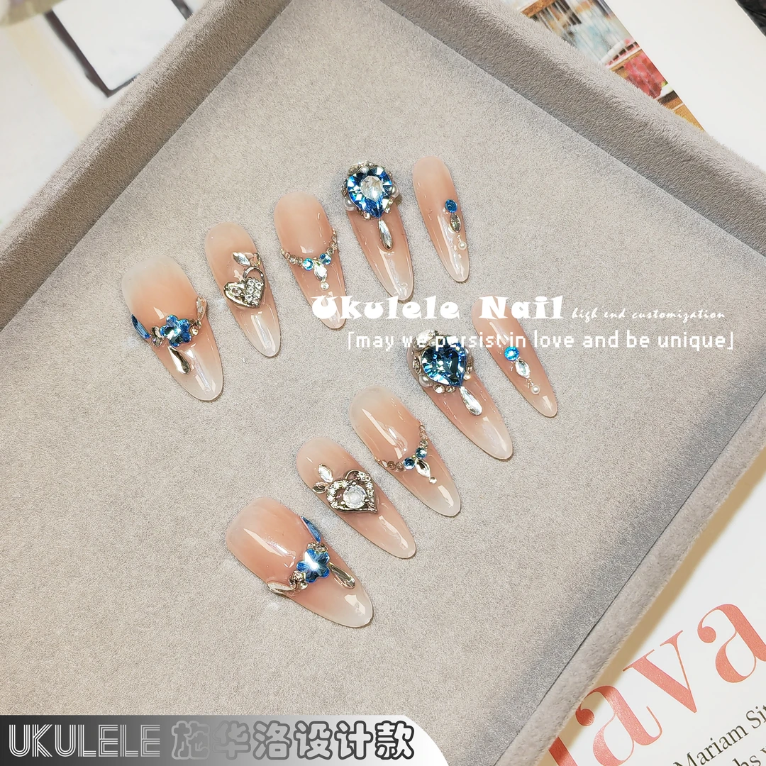 SSR【夏沐】Ukulele施华洛设计腮红牛仔蓝首饰珠宝高级感全华穿戴甲