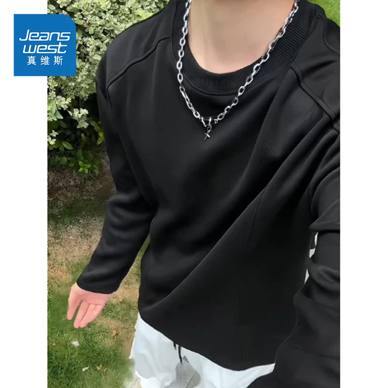 真维斯卫衣男女同款百搭圆领长袖2025复古潮牌美式休闲显瘦打底