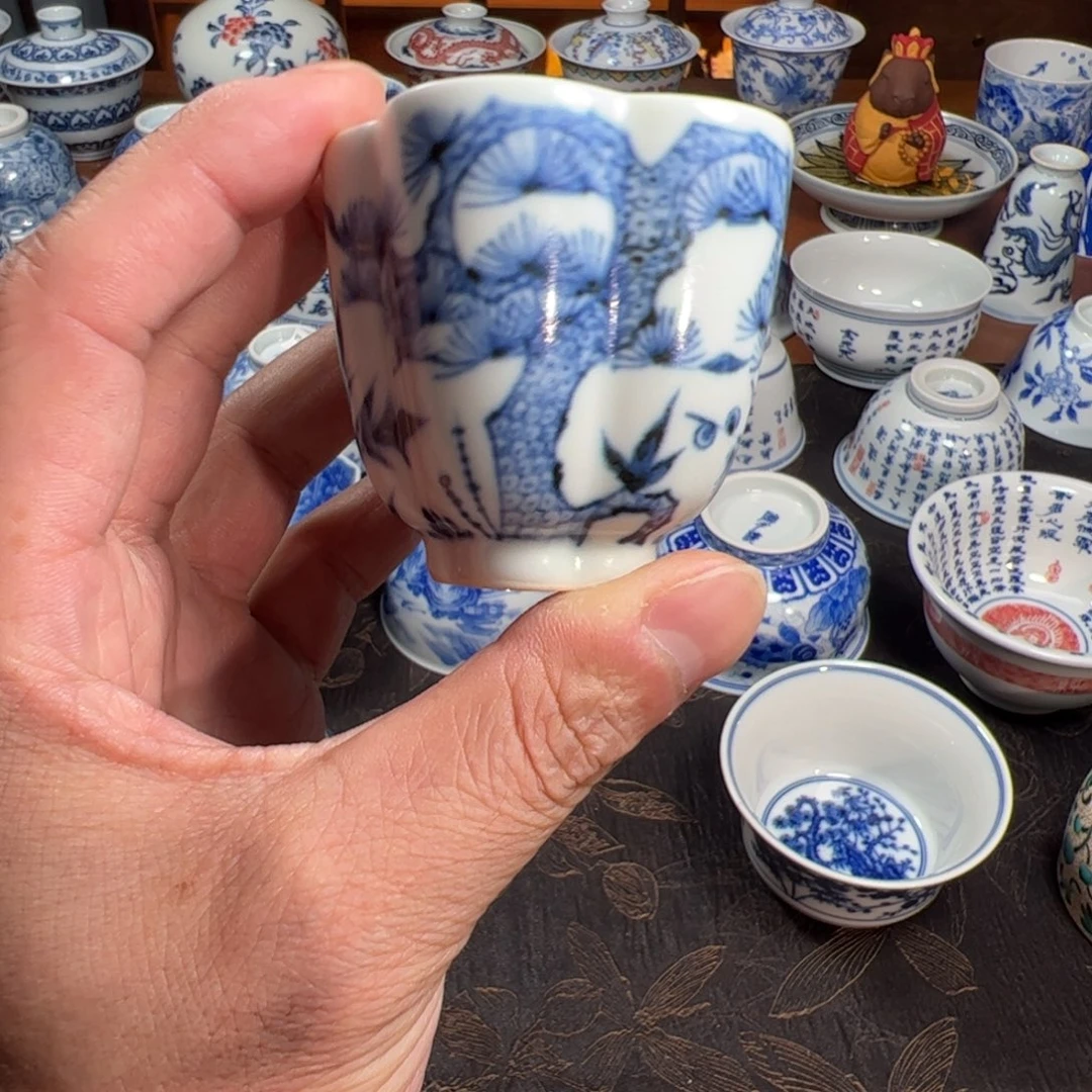 彭***茶青花松竹梅梅花杯