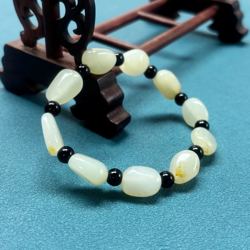 人工皮和田玉随形手串高温烤色健康无害玉质保真可出国检证书