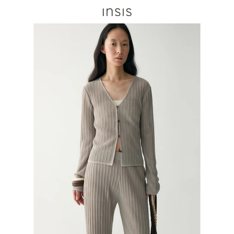 INSISFEMME不规则罗纹针织开衫FN25213503