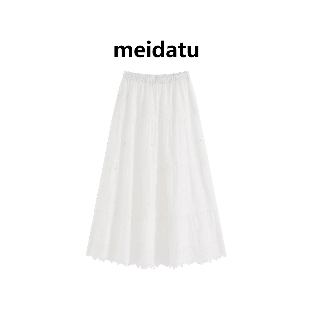 美哒兔（繁花仙裙）新款叠层拼接钩花半身裙（高个子版）CD239-HG