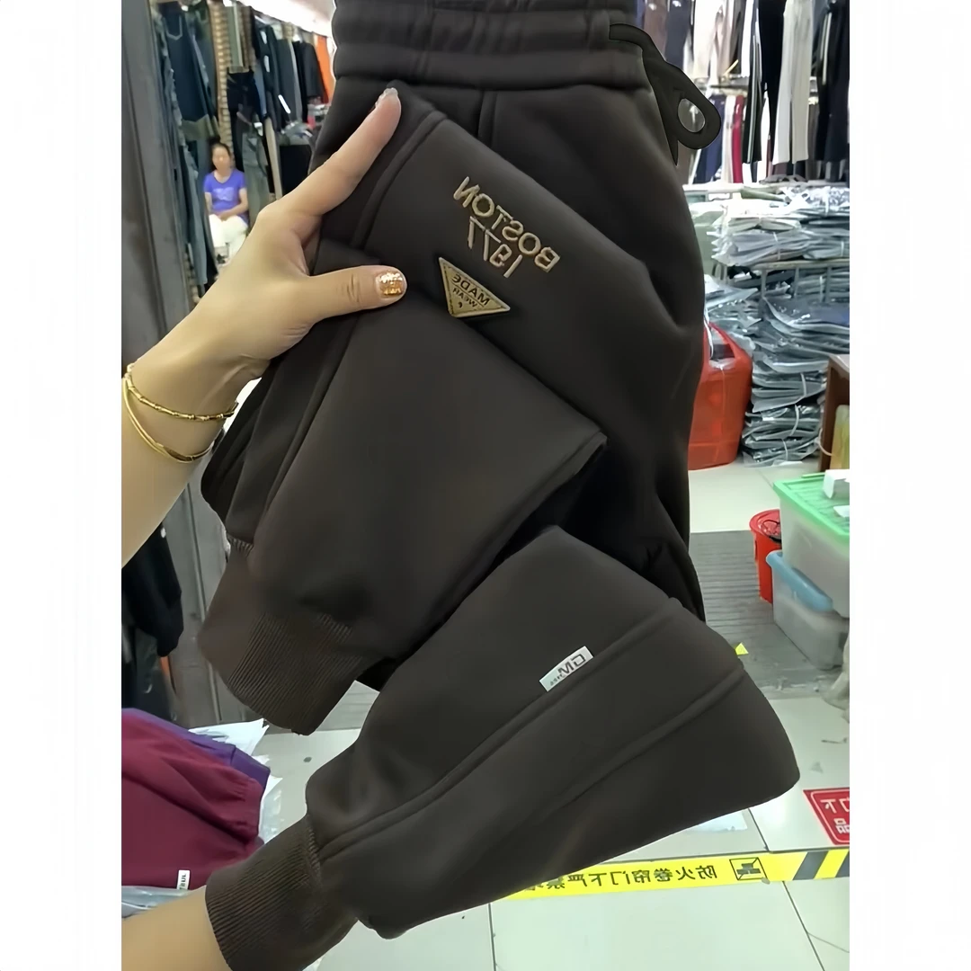春秋2025新款洋气刺绣贴标华棉宽松哈伦裤女休闲运动显瘦束脚卫裤