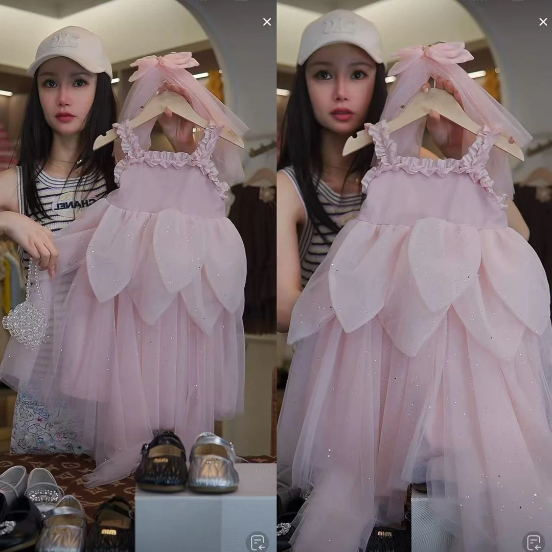 AYJ250064女童连衣裙千金风时髦精灵系粉色裙