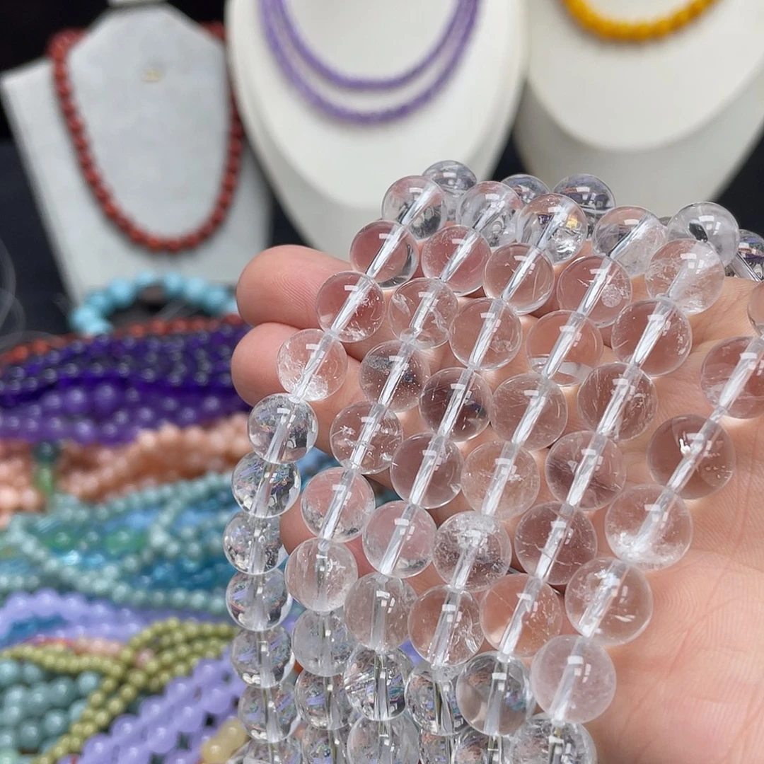 玛瑙/玉髓未镶嵌半成品5a白水晶10m