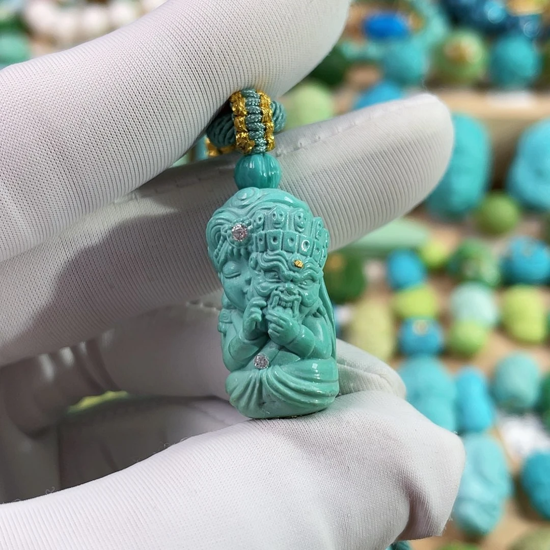 绿松石18K金镶嵌珠宝奇石