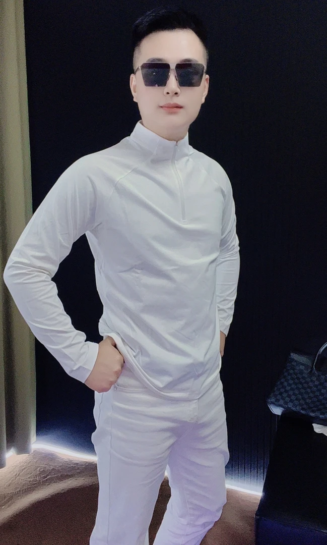 修身气质户外春秋男士立领半拉链长袖T恤衫速干高弹健身运动卫衣