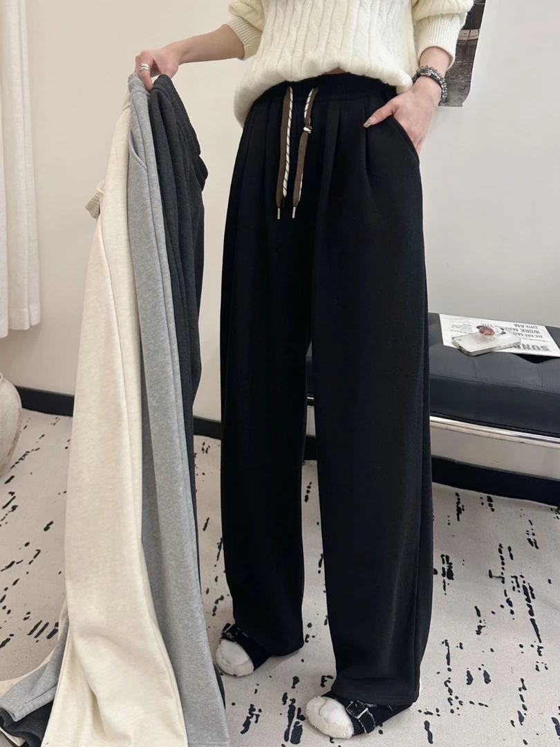 糯米尼加绒休闲裤