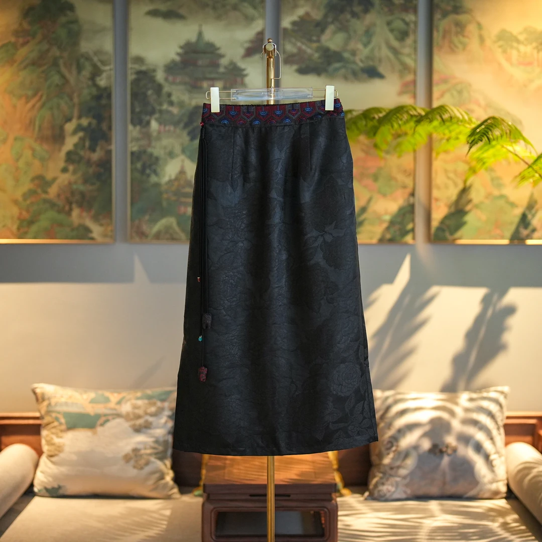 蓝大【觞咏】新中式香云纱半裙7435