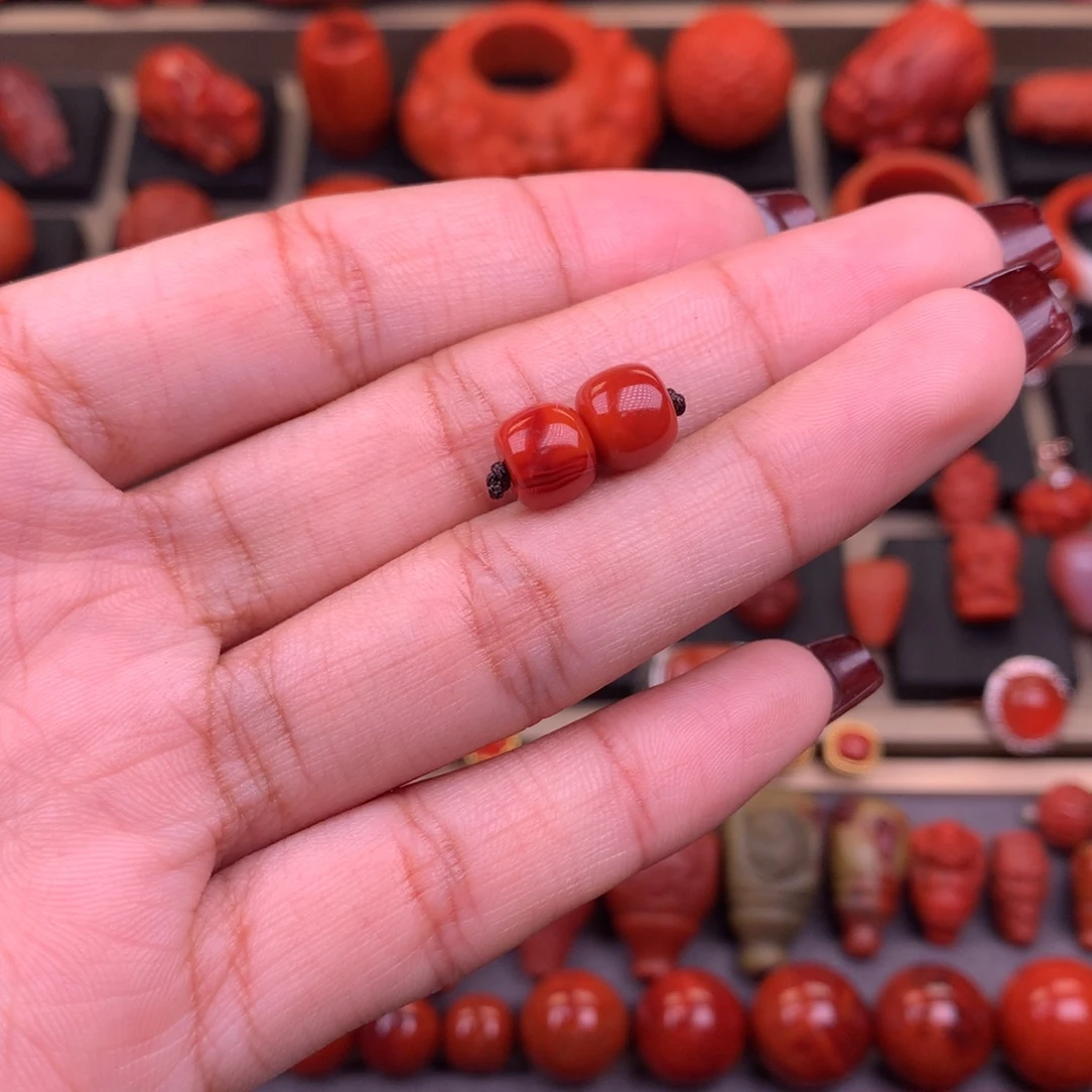南红玛瑙未镶嵌老型对珠8+