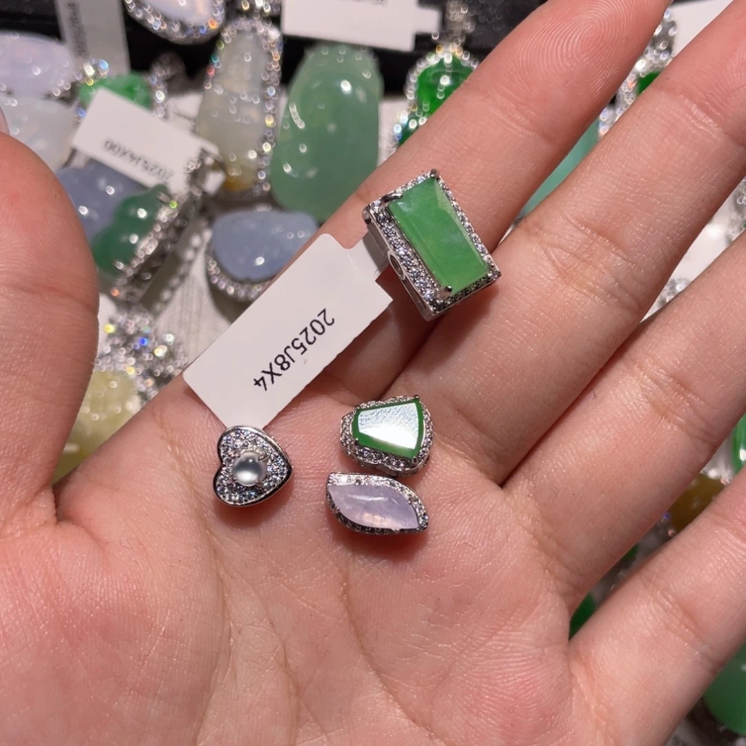 翡翠银S925镶嵌挂件