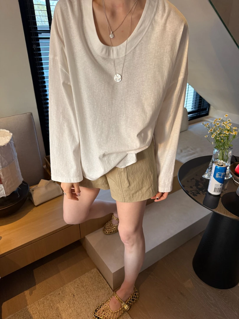 呼吸棉 I 春季亲肤独特领型慵懒风长袖百搭小衫*25SANY0017