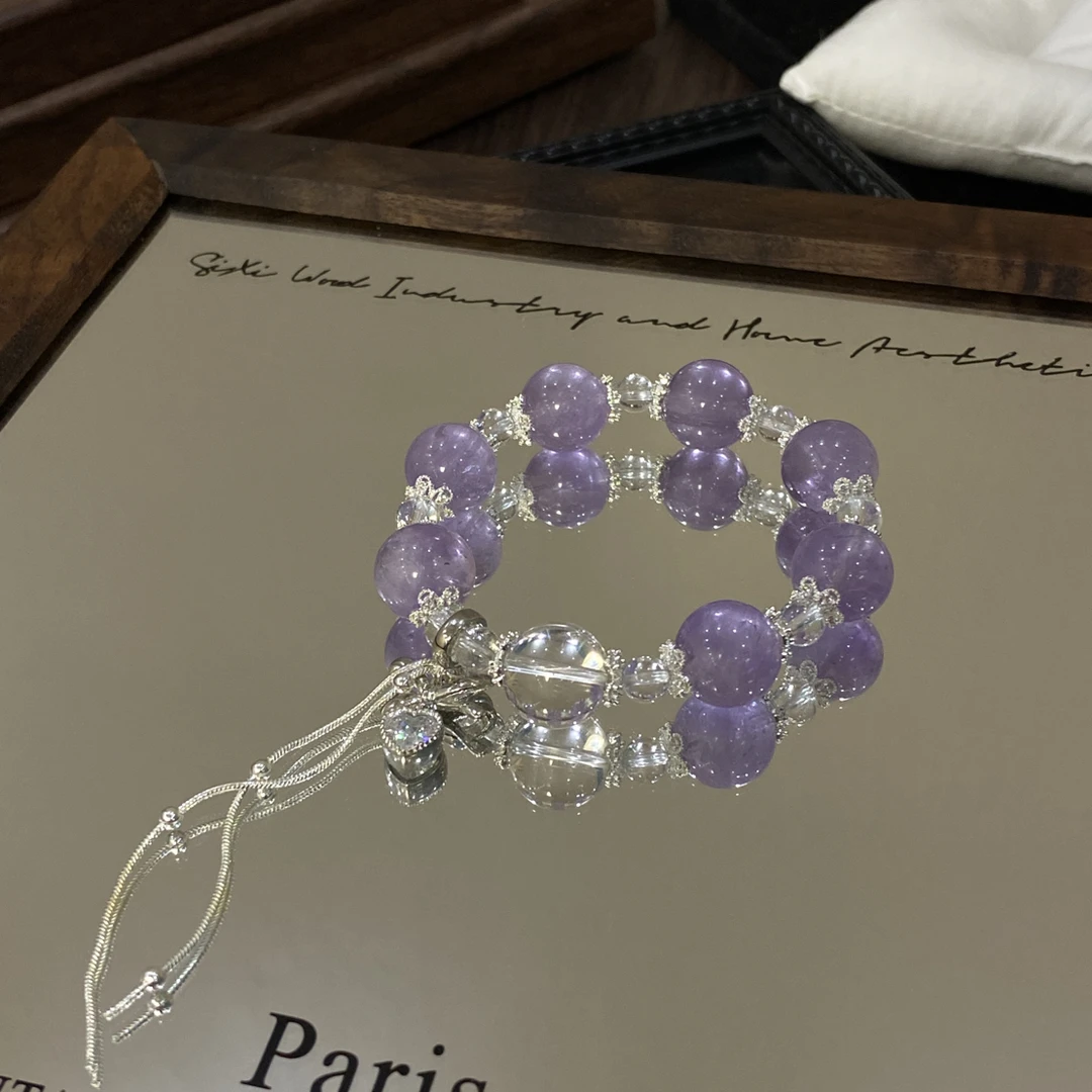 【风辞晚】紫水晶闪片紫阿塞设计款手串L1299
