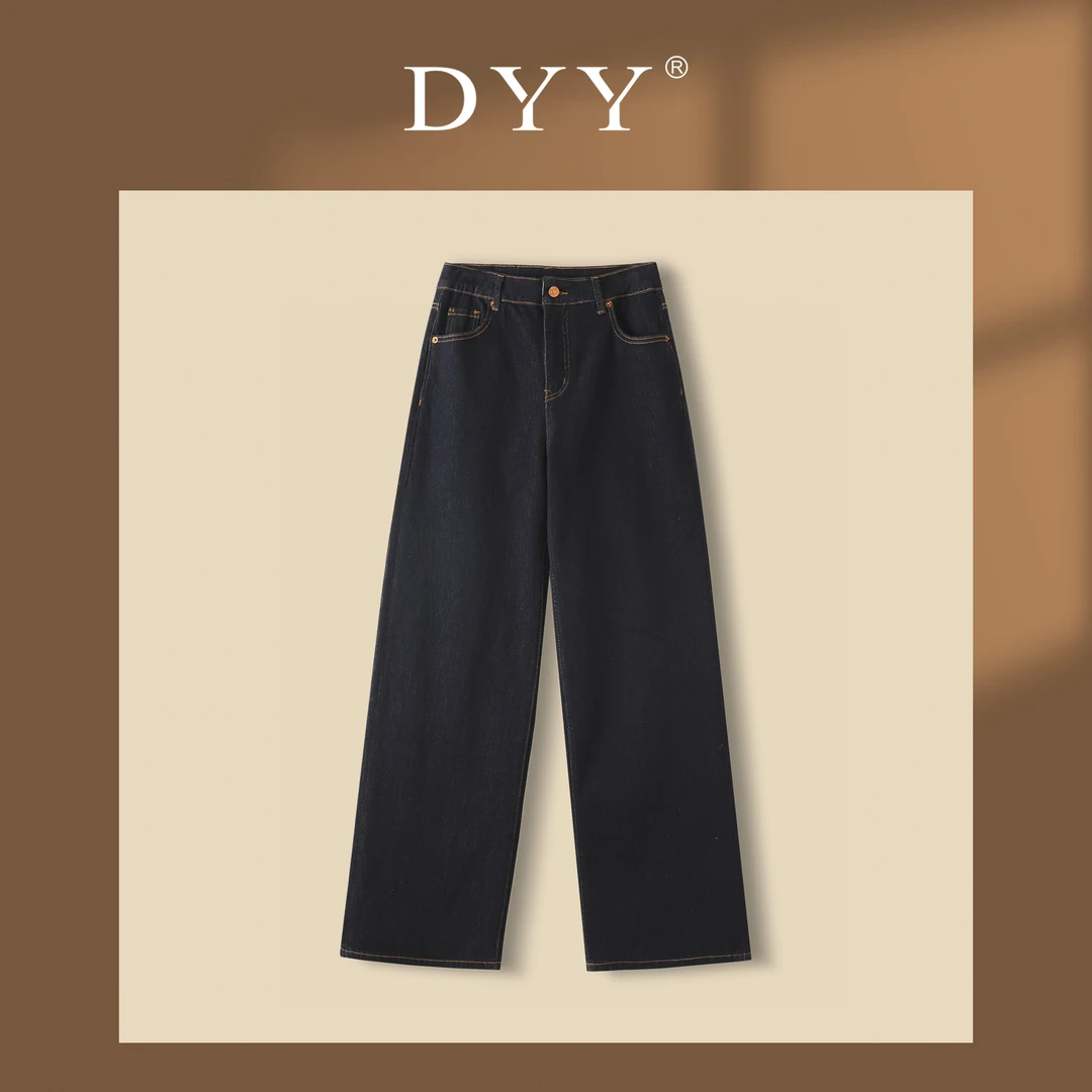 DYY品牌秋冬新款百搭时尚高腰直筒牛仔裤ZH30008